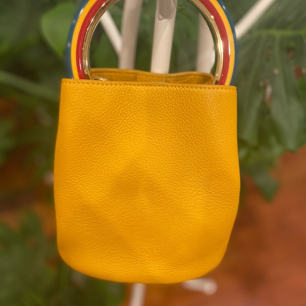 Genius cow leather Circular Top Handle Leather Bag - Yellow